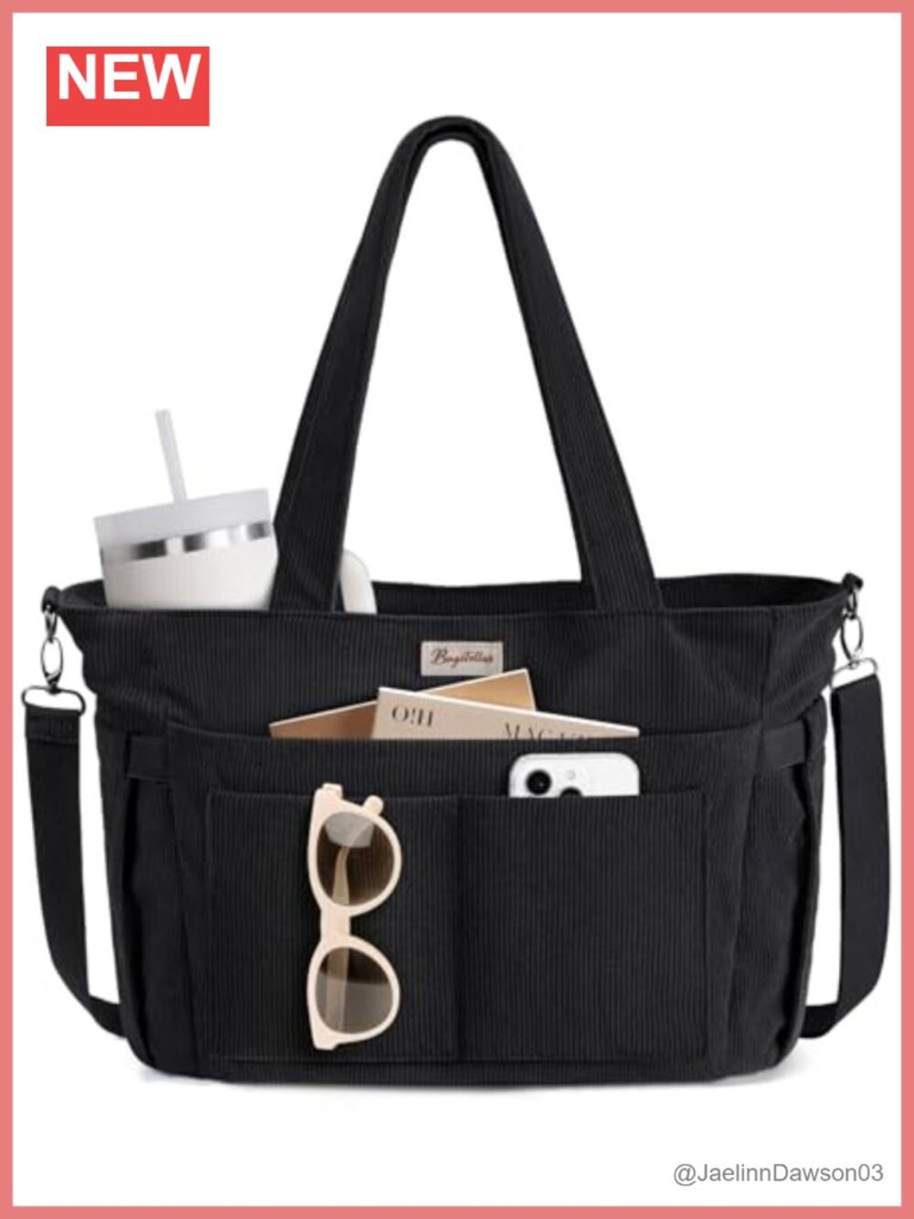 Corduroy Tote Bag for Women 17 Pockets Laptop Work Purse